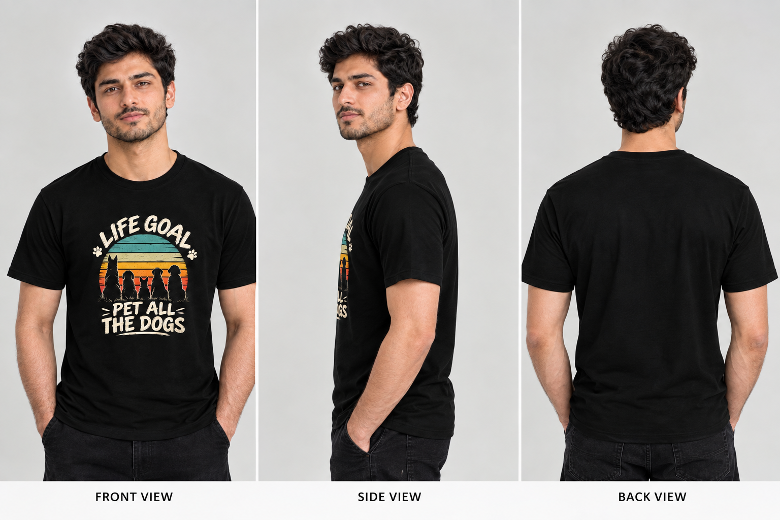 Life Goal Pet All The Dogs T-Shirt Black