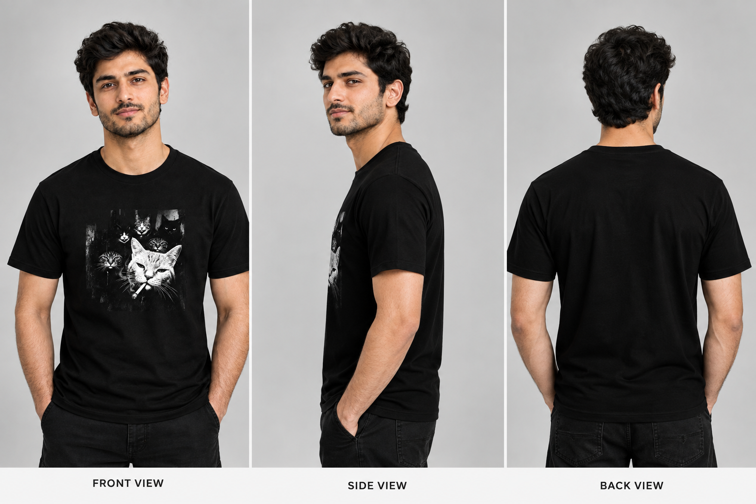 Gangster Cat T-Shirt Black