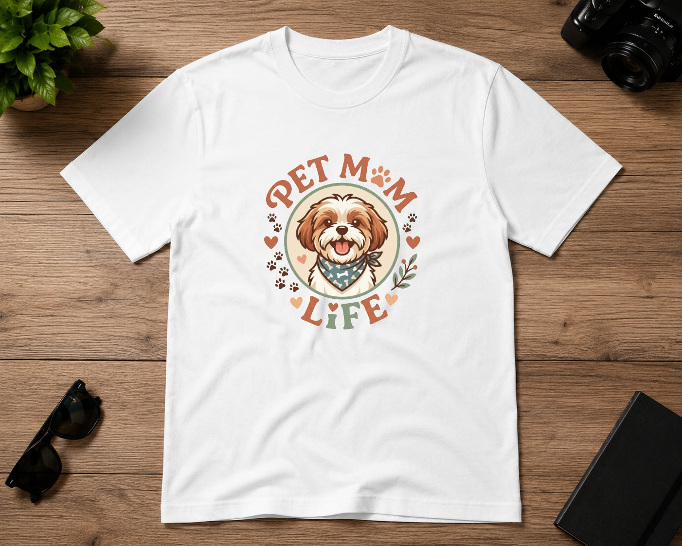 Pet Mom Life T-Shirt Black and White