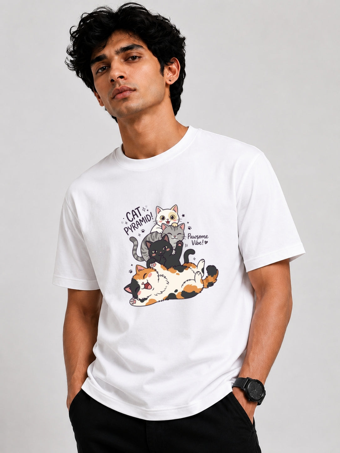 Cat Pyramid T-Shirt White