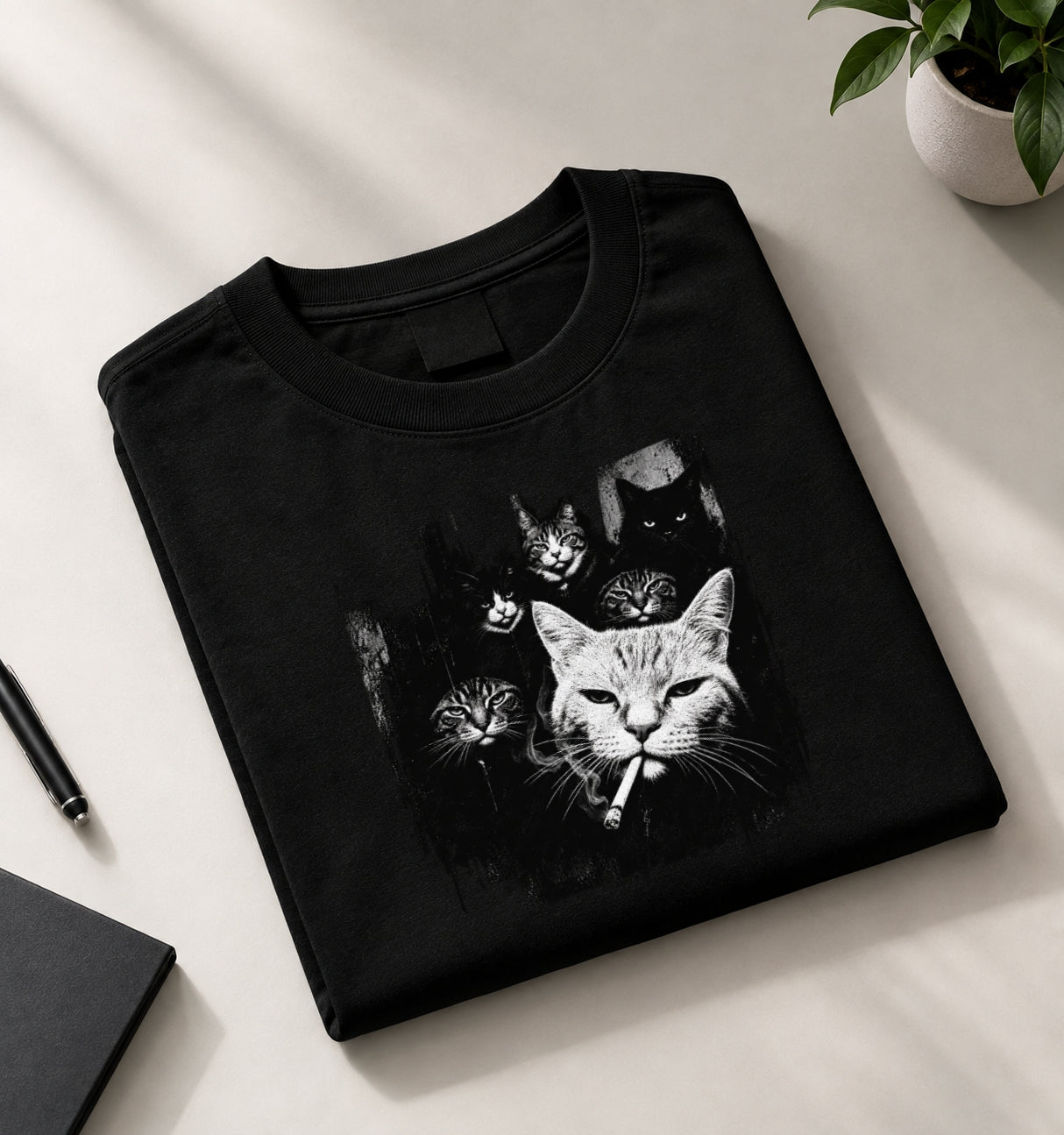 Gangster Cat T-Shirt Black