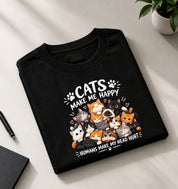 Cats Make me Happy T-Shirt Black