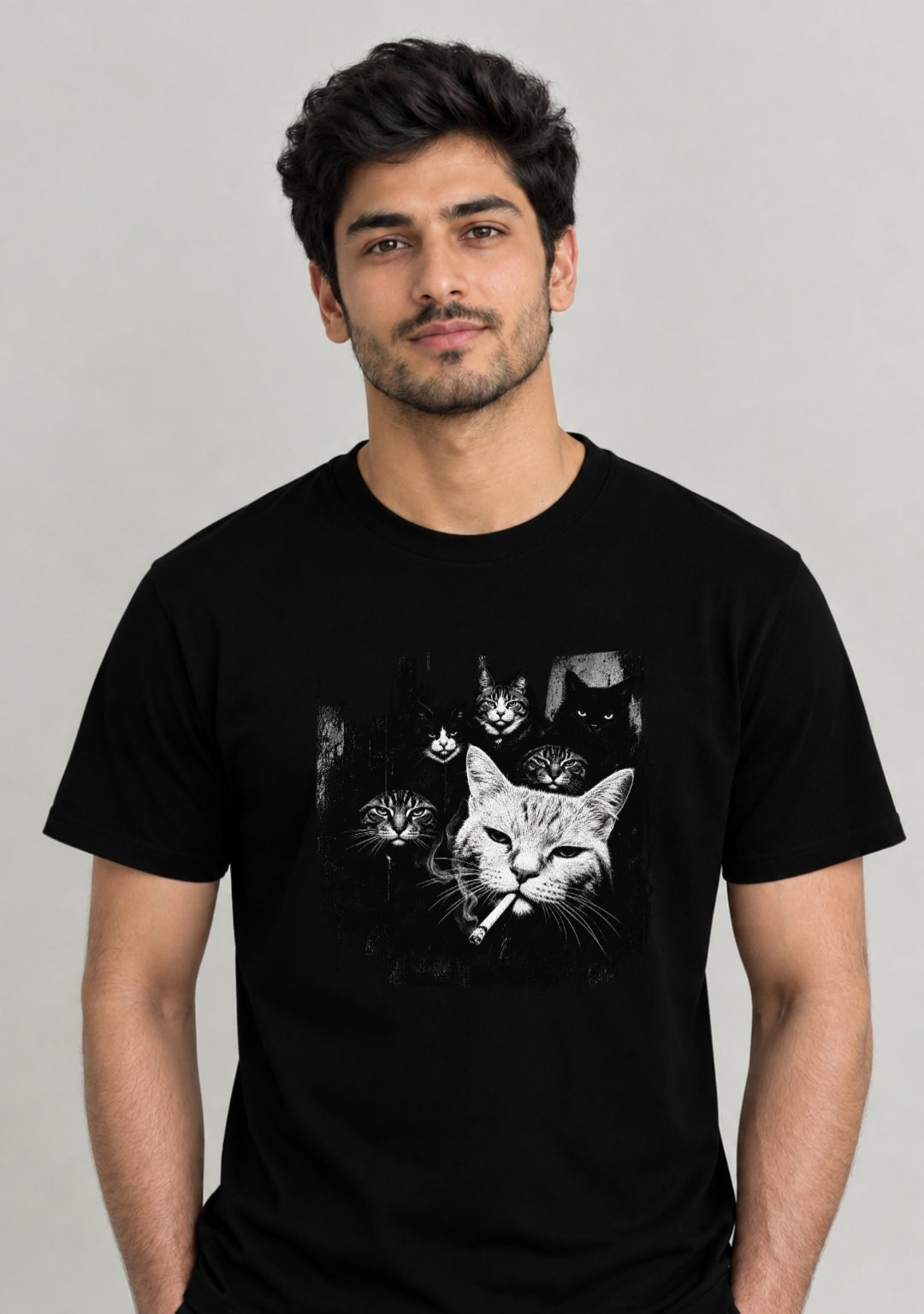 Gangster Cat T-Shirt Black