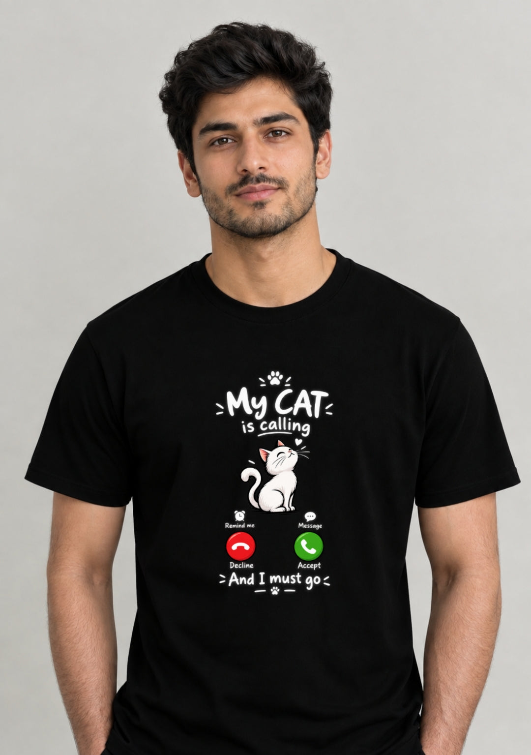 My Cat is Calling T-Shirt Black