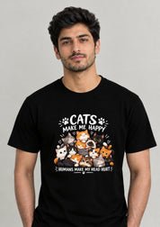 Cats Make me Happy T-Shirt Black